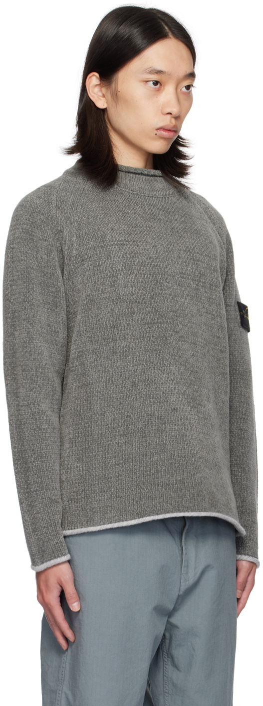Stone Island Gray Mock Neck Sweater