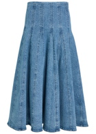 Simkhai Taylan Panelled Stretch-denim Midi Skirt Light Blue