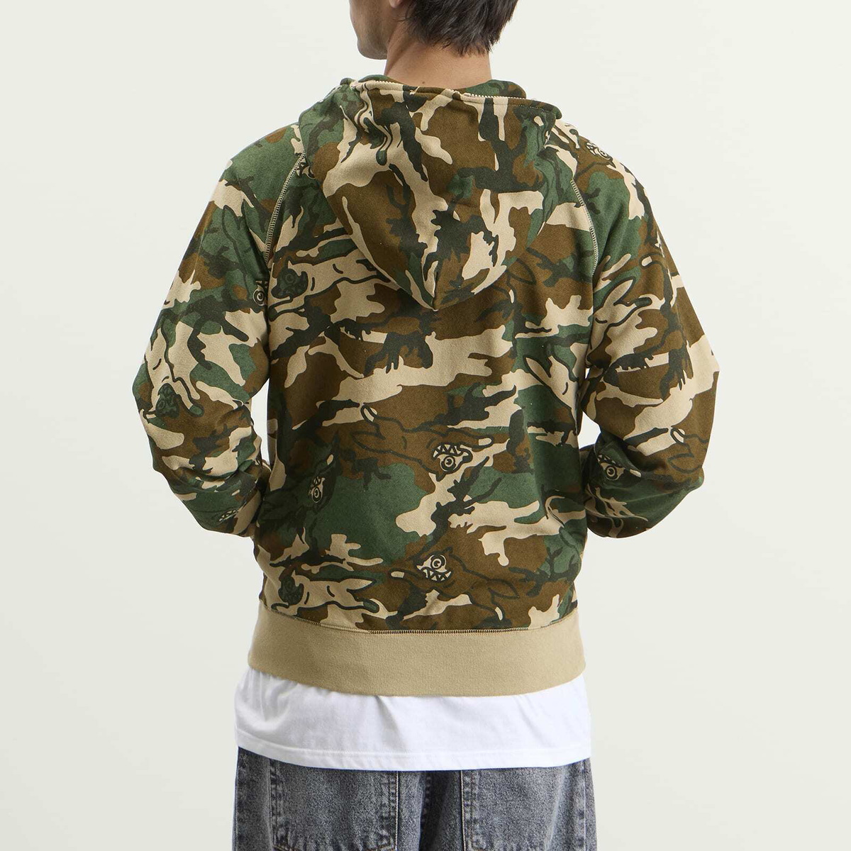 ICECREAM Men's Running Dog Woodland Camo Zip Through Hood in Multi