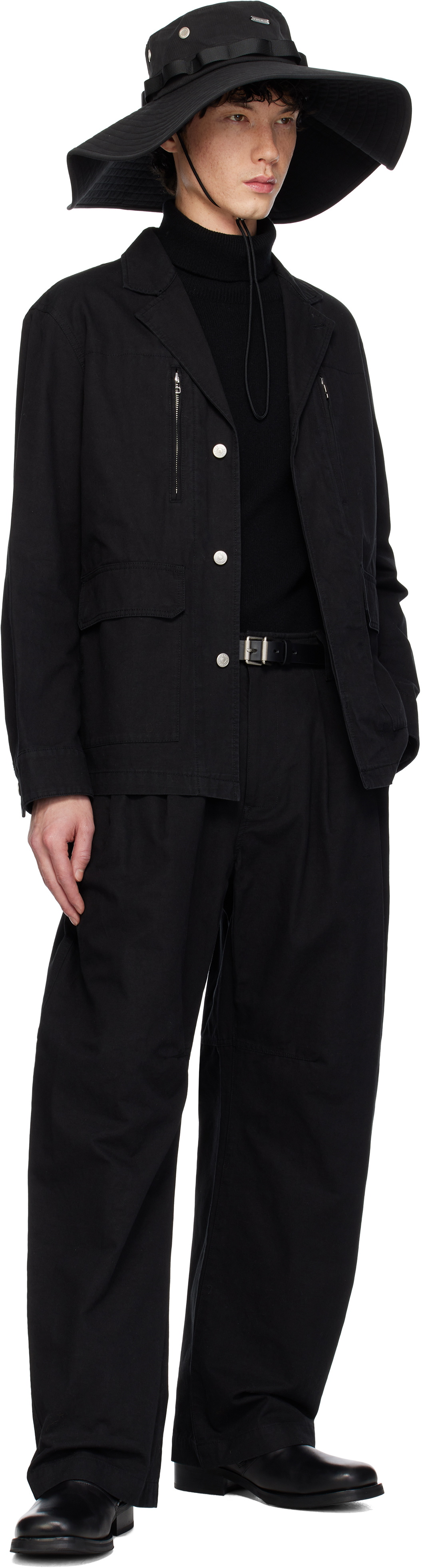 AFTER PRAY Black Essential Layered Buckle Belt