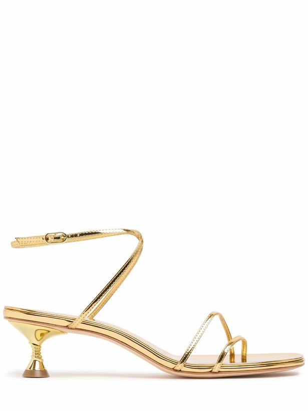 Photo: STUDIO AMELIA 50mm Helix Metallic Leather Sandals