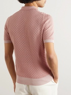 Canali - Slim-Fit Honeycomb-Knit Cotton Polo Shirt - Pink