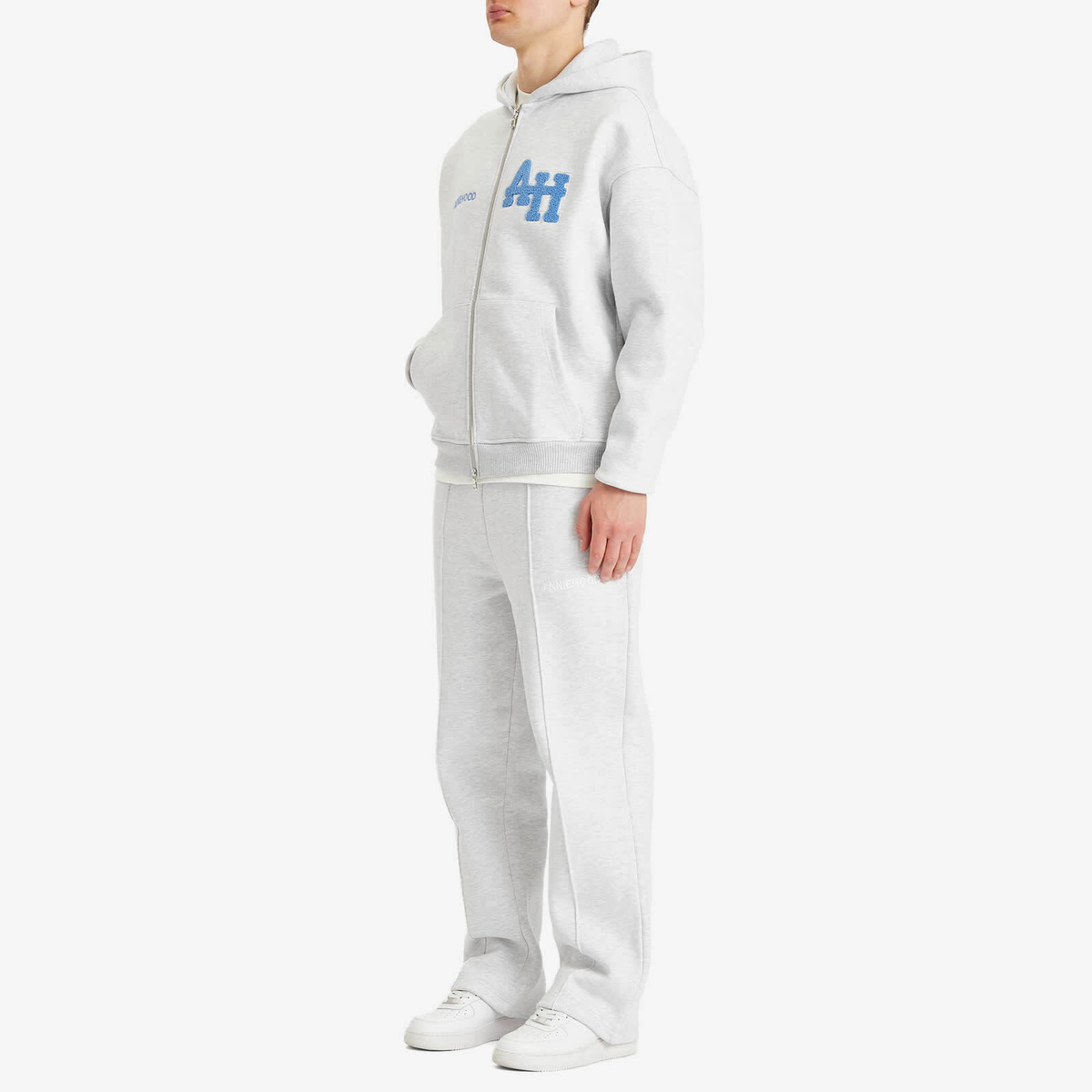 ANNIE HOOD Men's Straight College Joggers in Grey