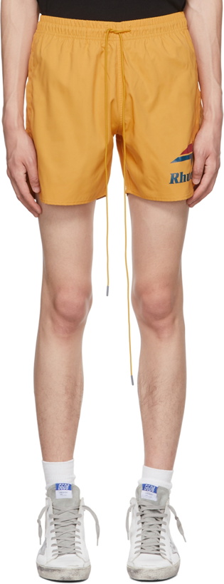 Photo: Rhude Yellow Drawstring Swim Shorts