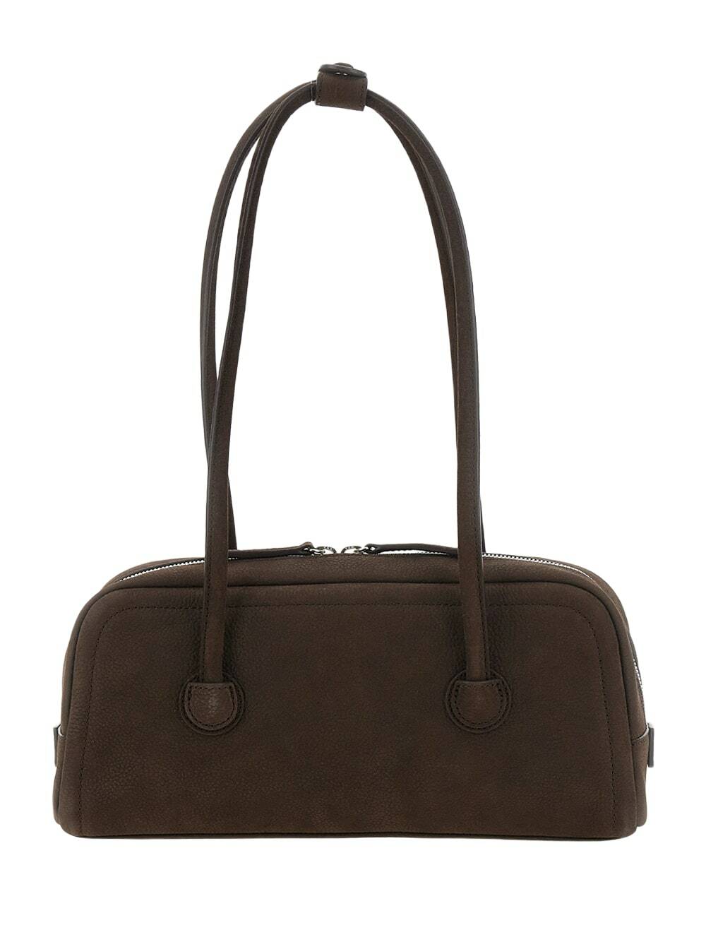 Marge Sherwood boston Grey Shoulder Bag With Embossed Logo Lettering On The Front In Leather Woman