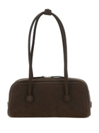 Marge Sherwood boston Grey Shoulder Bag With Embossed Logo Lettering On The Front In Leather Woman