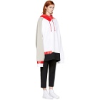 Raf Simons White and Beige Oversized Taped Hoodie