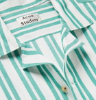 Acne Studios - Simon Camp-Collar Striped Waffle-Knit Cotton Shirt - Green