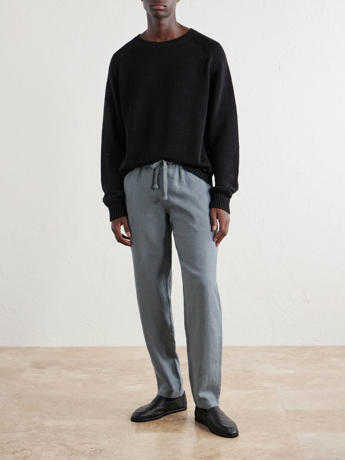 FEDELI - Straight-Leg Linen Drawstring Trousers - Gray