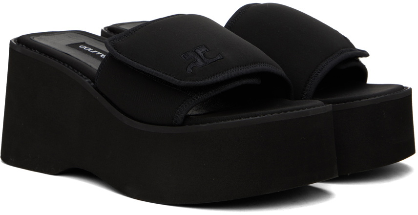 Courrèges Black Scuba Wave Platform Sandals Courreges