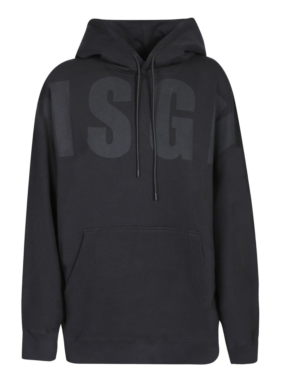MSGM｜HOOD/ZIP-UP (Cotton hoodie with a brushed logo (20 MSGM Black Zip-Up Logo Hoodie MSGM