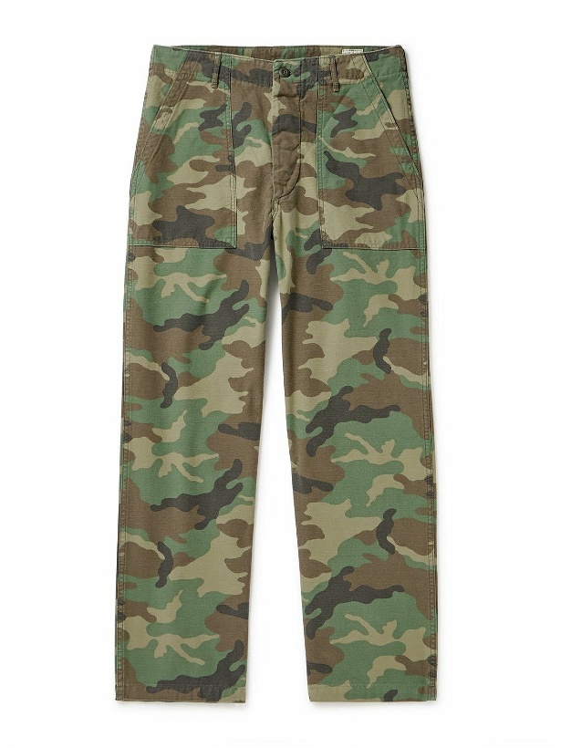 Photo: OrSlow - Woodland Straight-Leg Camouflage-Print Cotton-Canvas Cargo Trousers - Green