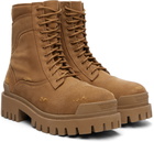 Balenciaga Tan Combat Strike Boots