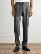 De Petrillo - Tapered Pleated Wool and Cashmere-Blend Flannel Trousers - Gray