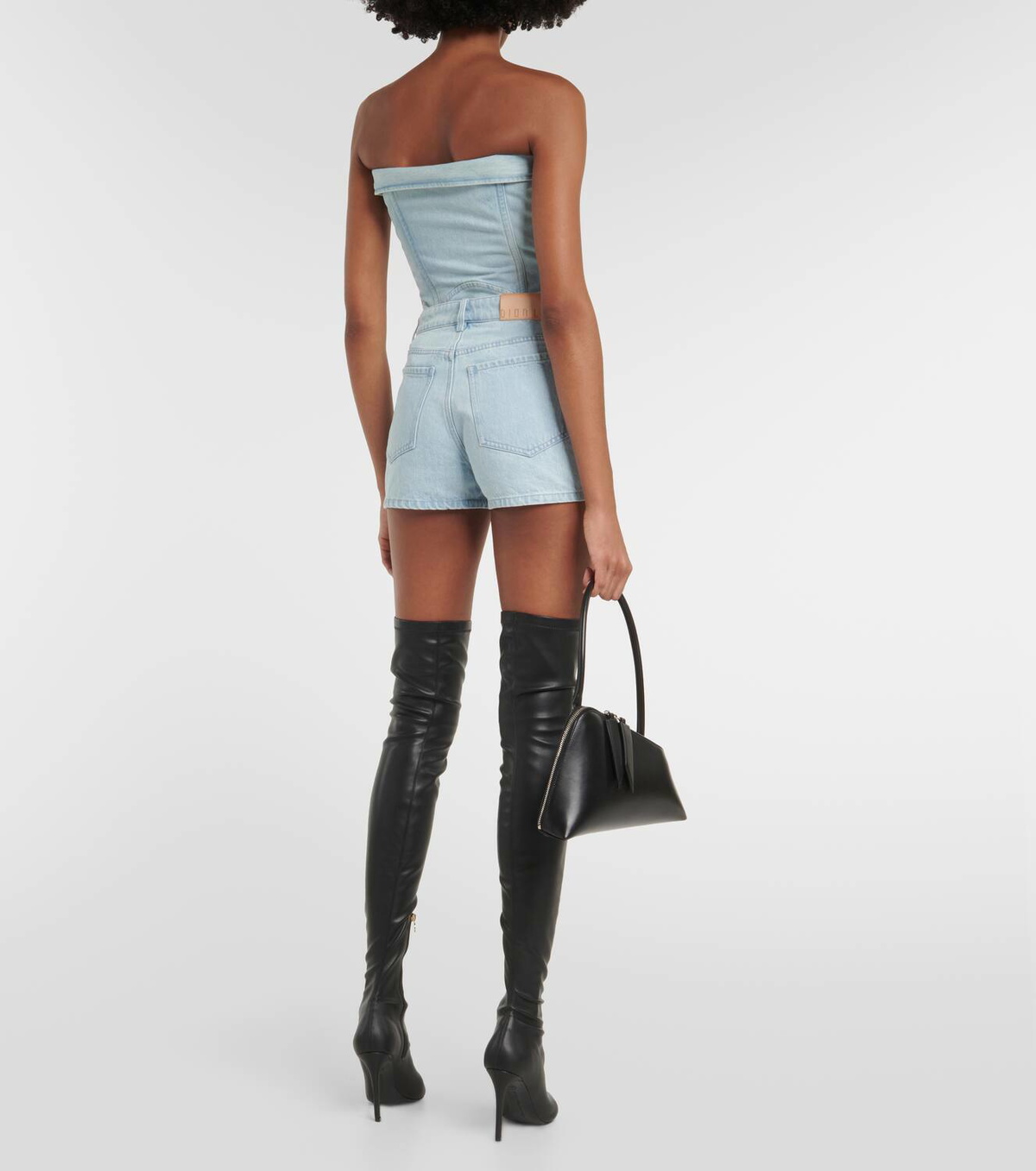 Dion Lee Distressed high-rise denim shorts