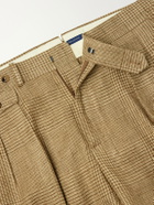 Polo Ralph Lauren - Straight-Leg Pleated Houndstooth Linen, Silk and Wool-Blend Trousers - Neutrals
