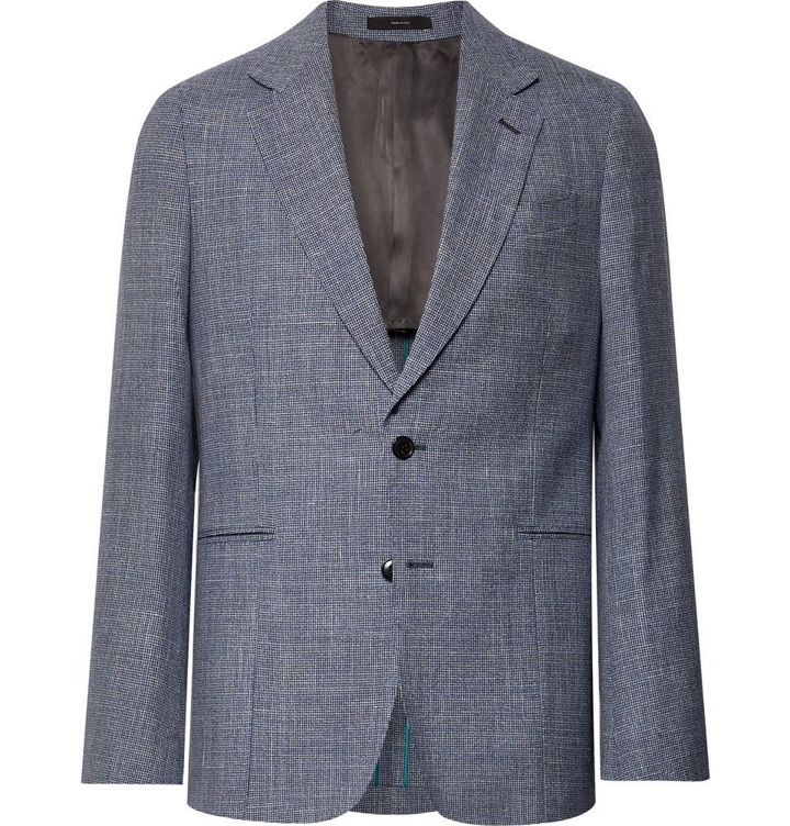 Photo: Paul Smith - Navy Soho Slim-Fit Puppytooth Wool, Silk and Linen-Blend Suit Jacket - Navy
