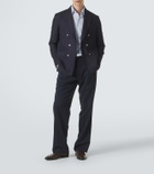 Eleventy Pinstriped wool, cotton, and cashmere blazer
