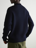 Sunspel - Waffle-Knit Merino Wool Mock-Neck Sweater - Blue