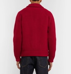 Mr P. - Oversized Shawl-Collar Ribbed Wool and Cashmere-Blend Cardigan - Red