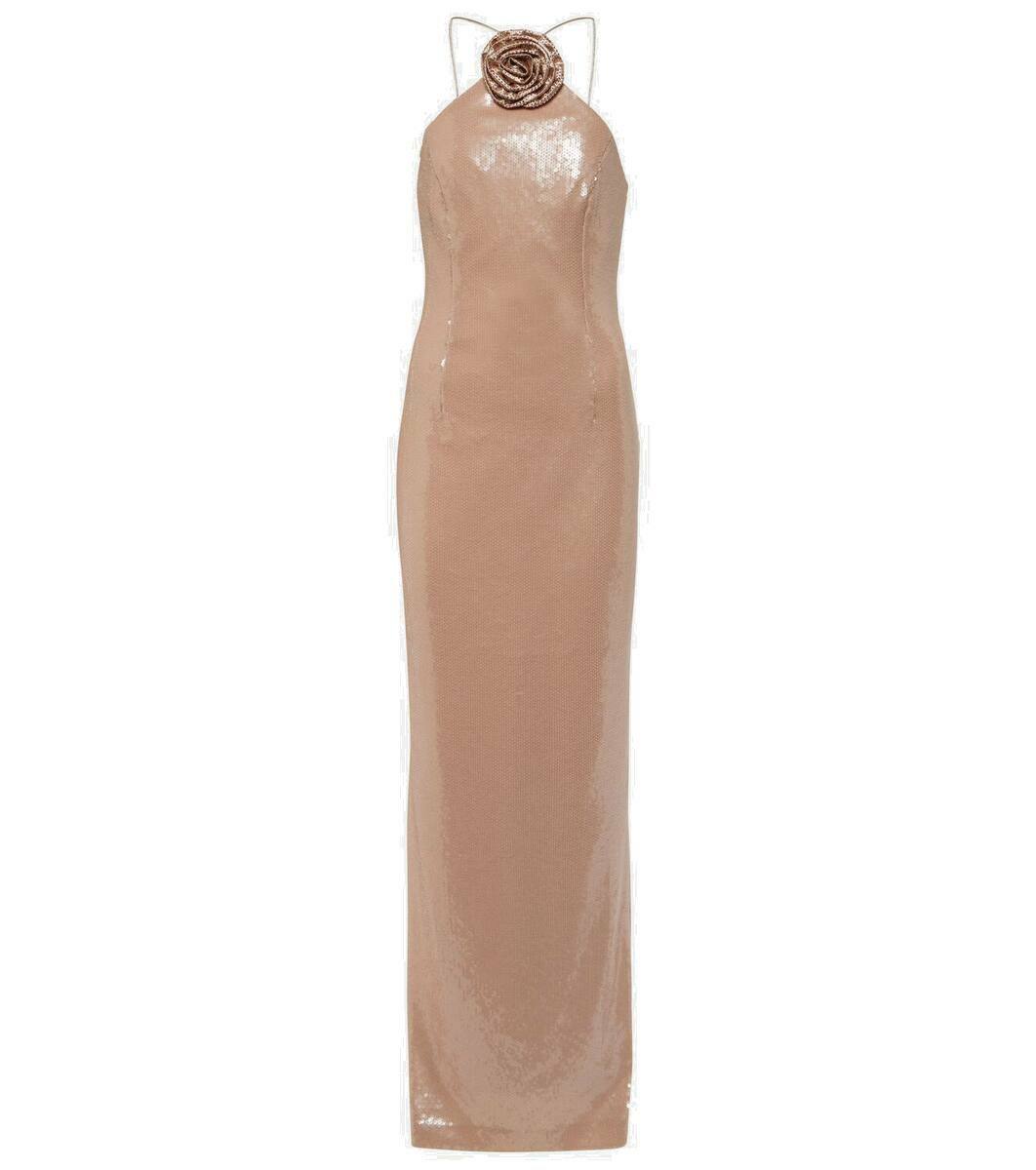 Rebecca Vallance Paige floral-appliqué sequined gown Rebecca