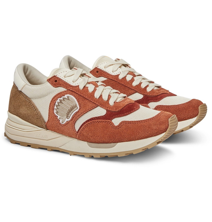 Photo: visvim - Roland Leather-Trimmed Suede and Mesh Sneakers - Orange