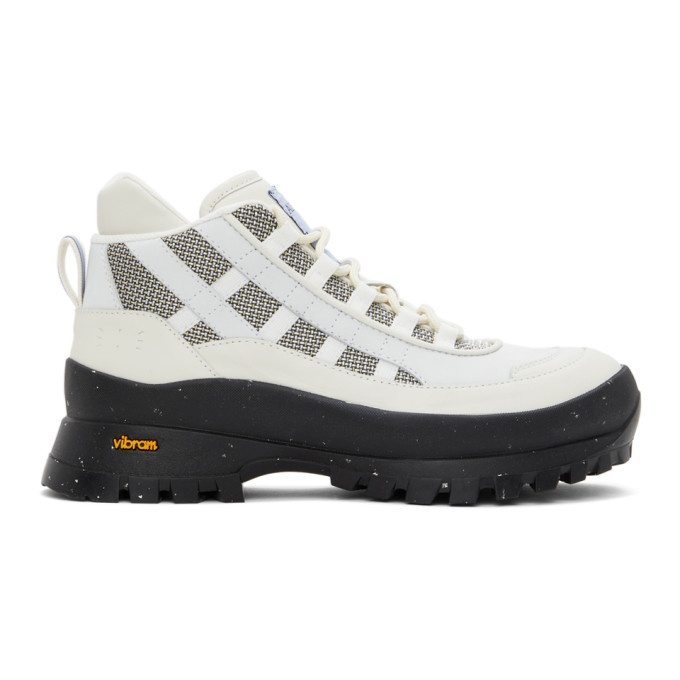 Photo: MCQ Off-White and Grey Al-4 Hiking Boots