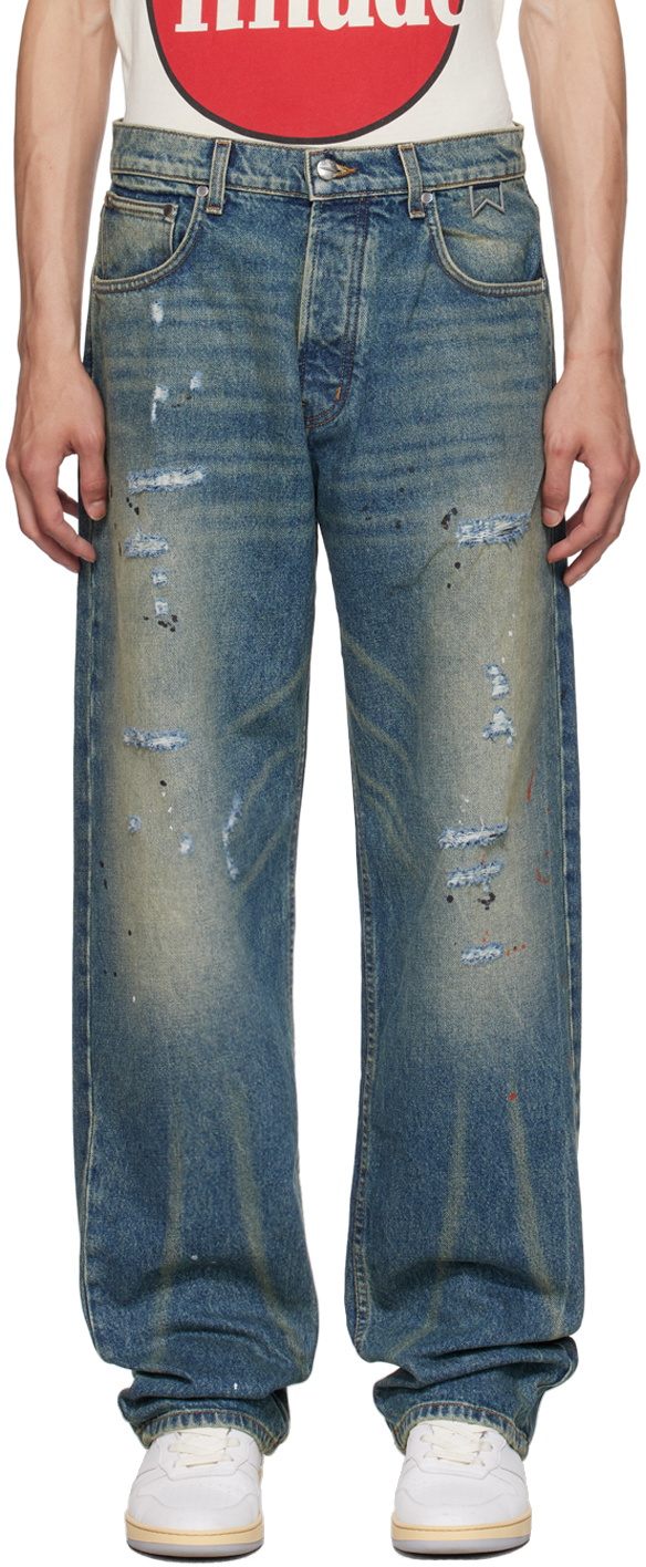 Rhude Indigo Wide-Leg Jeans Rhude