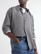 mfpen - Vacation Checked Cotton and Wool-Blend Seersucker Shirt - Gray