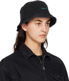 Juun.J Black Faded Denim Bucket Hat