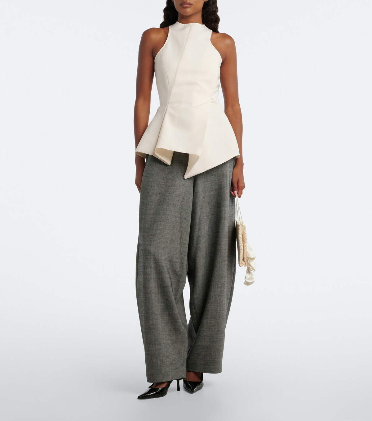 Magda Butrym Asymmetric peplum wool-blend top