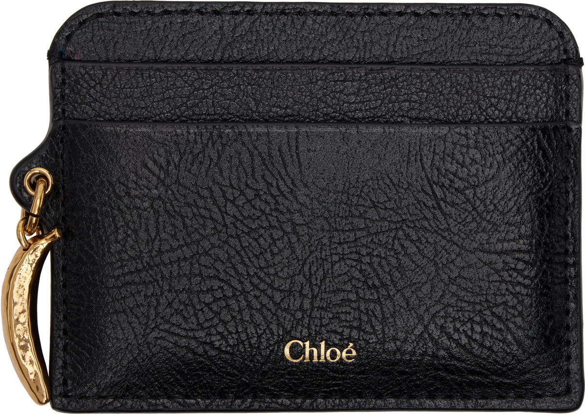 ★Chloe★ Alphabet Zipper Card Holder Black CHC21WP944F57001 Chloé Alphabet Card Holder In Grained Leather in Black