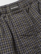 BALENCIAGA - Wide-Leg Checked Cotton-Poplin Shorts - Blue - IT 48