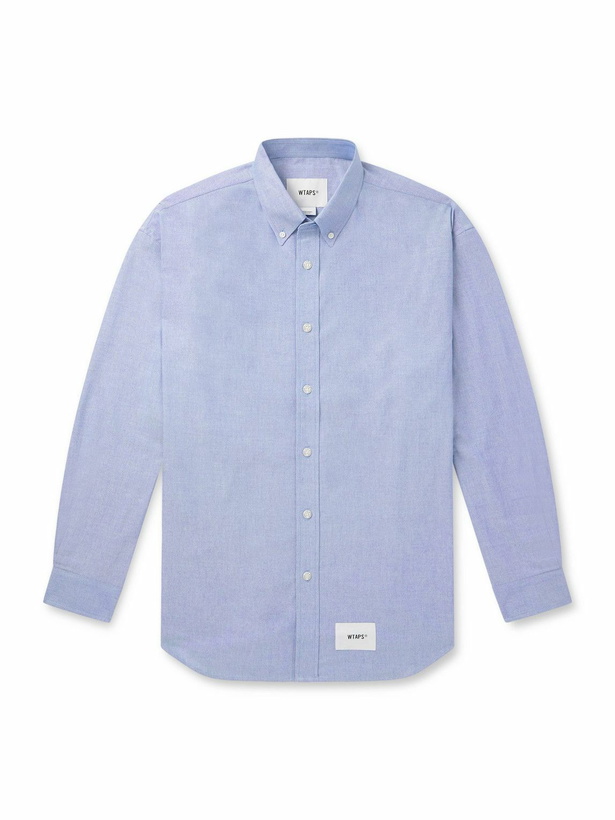 Photo: WTAPS - Button Down-Collar Logo-Appliquéd COOLMAX® Shirt - Blue
