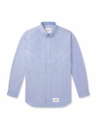 WTAPS - Button Down-Collar Logo-Appliquéd COOLMAX® Shirt - Blue