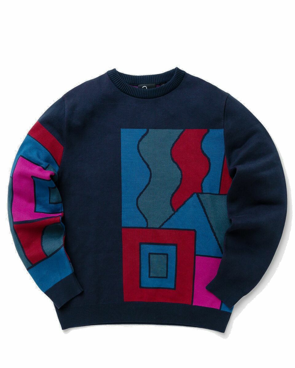 Photo: By Parra Blocked Landscape Knitted Pullover Blue/Multi - Mens - Pullovers