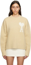 AMI Paris Beige Ami de Cœur Sweater