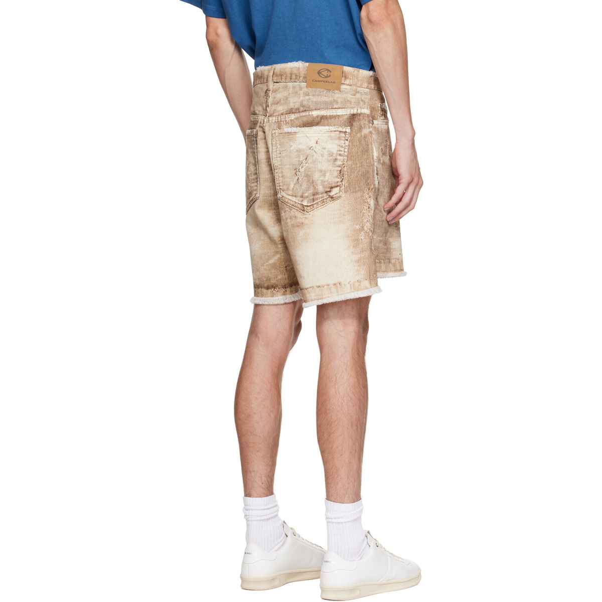 CAMPERLAB Beige Corduroy Print Denim Cutoff Shorts