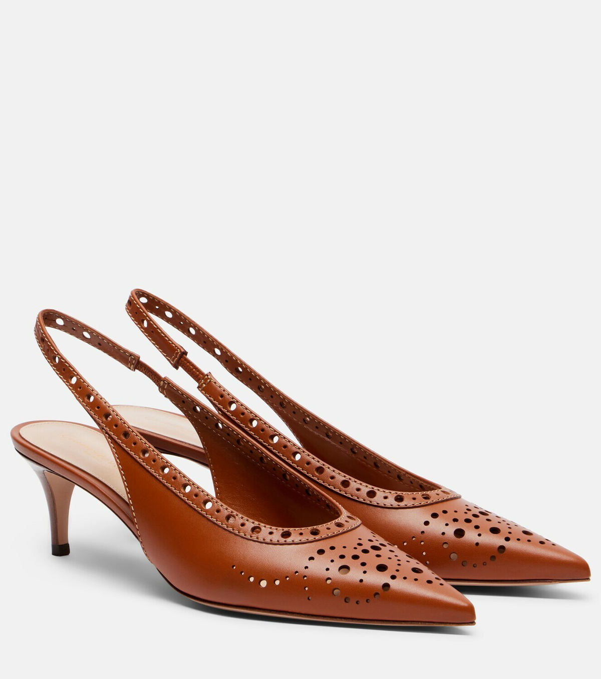Gianvito Rossi Perforated leather slingback pumps
