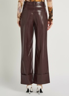 Alice + Olivia Alexander Wide-leg Faux Leather Trousers Dark Brown