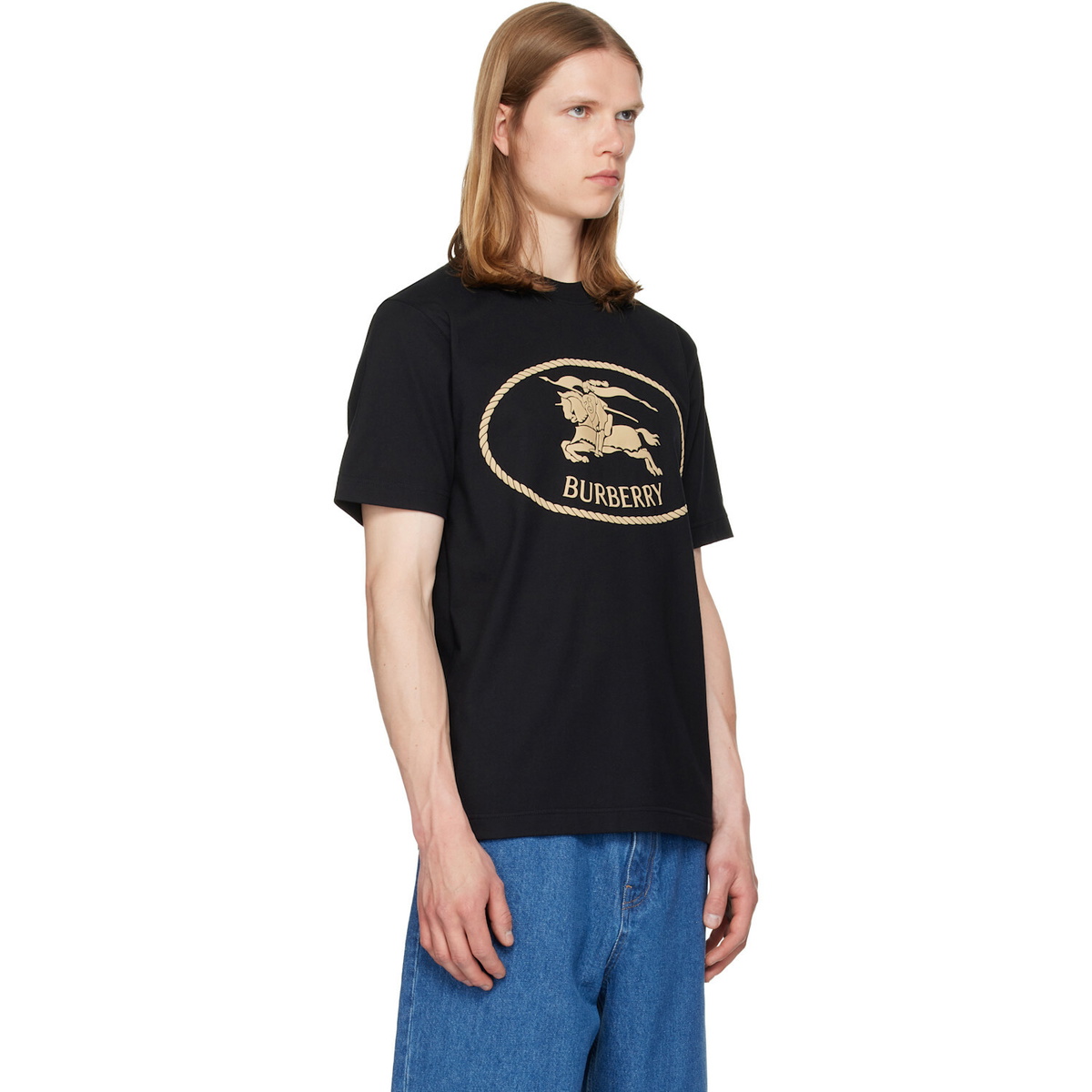 Burberry Black Knight Stamp Cotton T-shirt