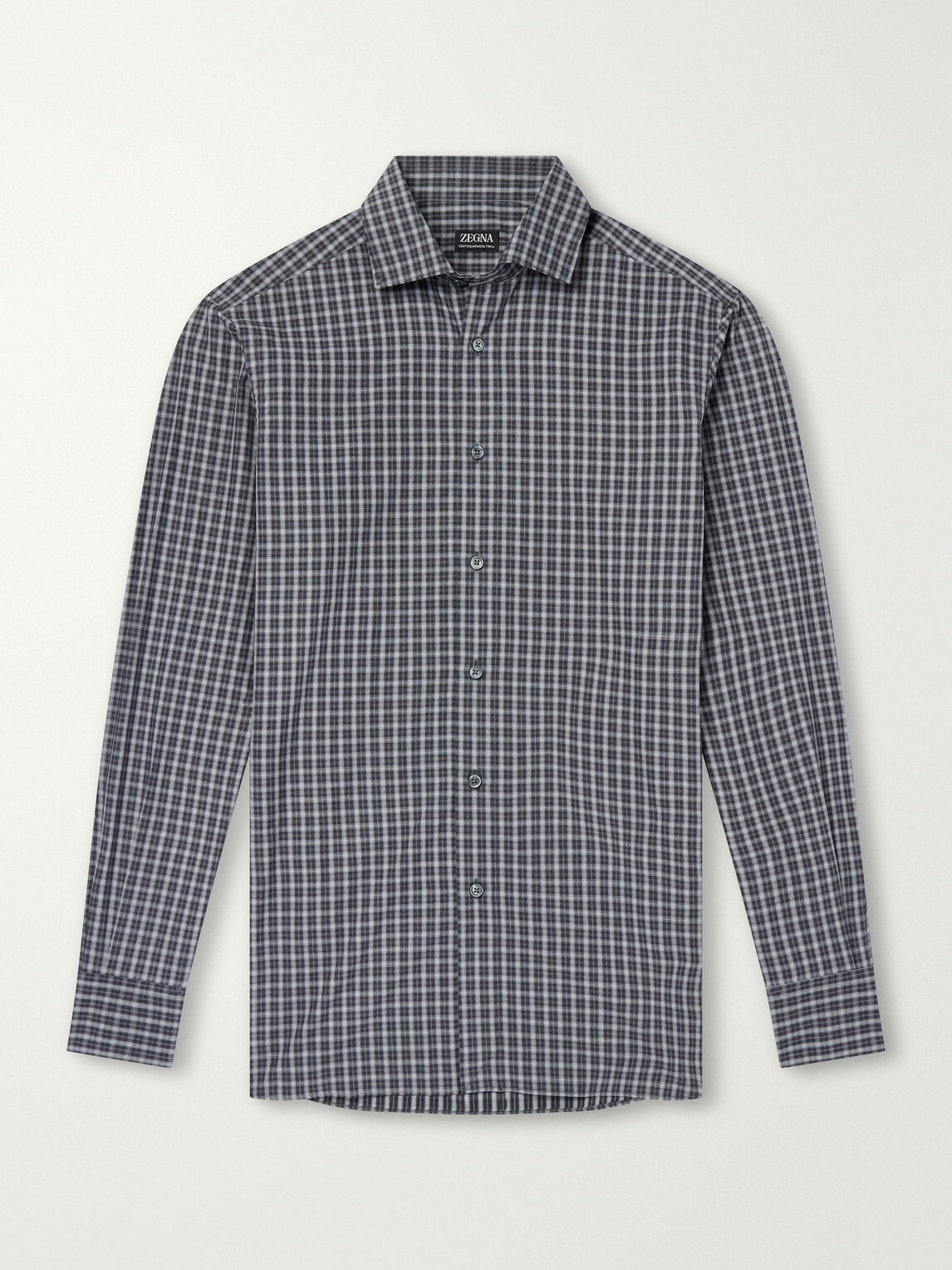 Zegna - Centoquaranta Checked Cotton-Twill Shirt - Gray