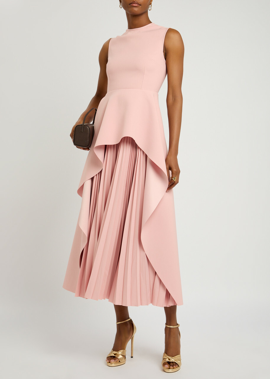 Solace London Severny Crepe Midi Dress Light Pink