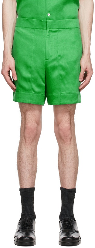 Photo: OVERCOAT Green Lyocell Shorts