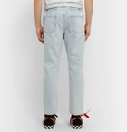 Off-White - Slim-Fit Belted Logo-Print Denim Jeans - Blue