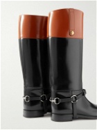 GUCCI - Zelda Two-Tone Glossed-Leather Riding Boots - Black