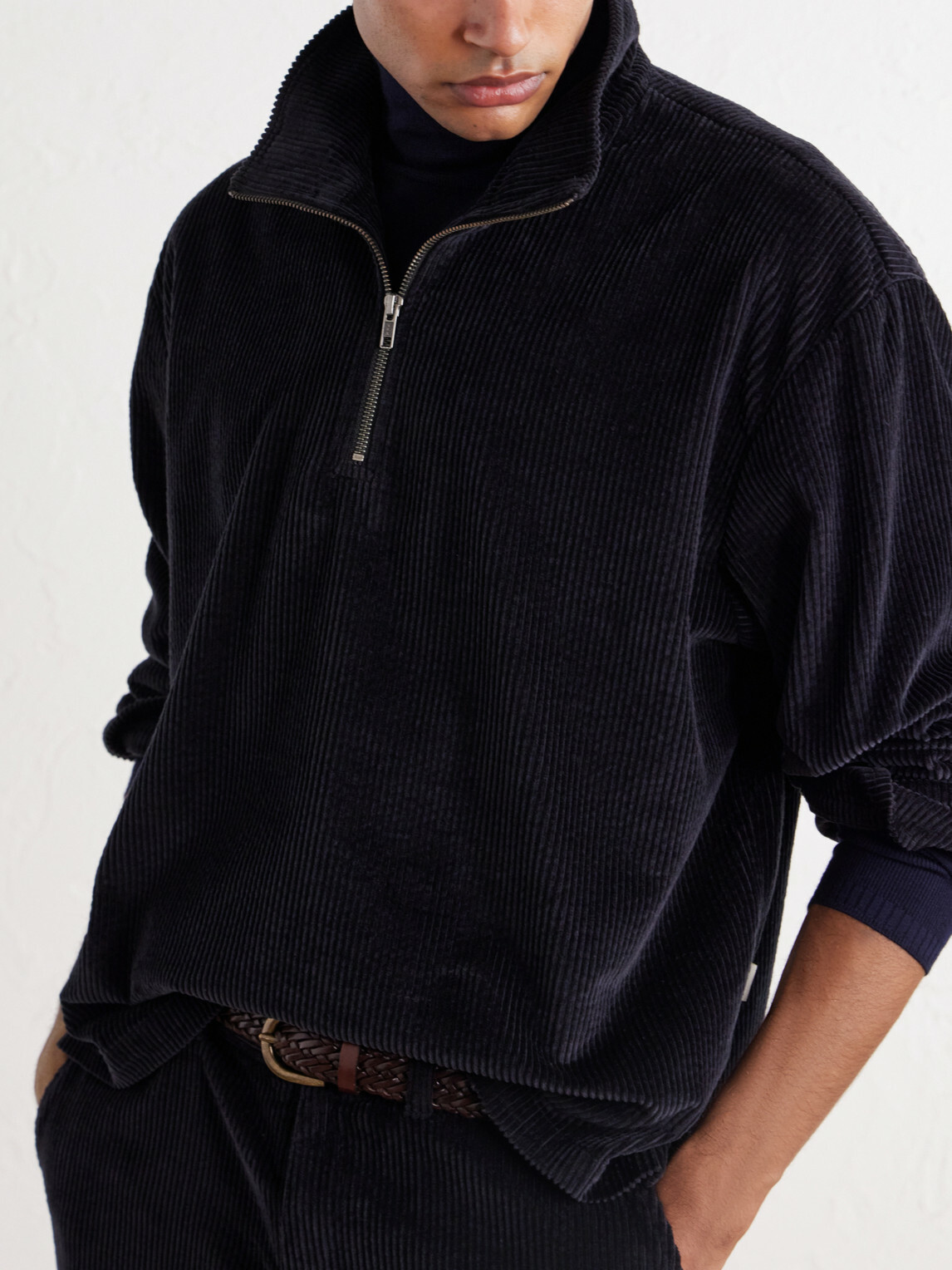 Aimé Leon Dore - Cotton-Corduroy Zip-Up Sweatshirt - Black