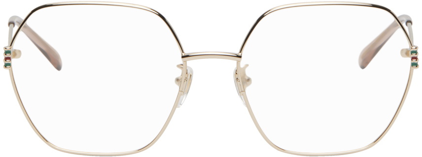 Gucci Gold Oversized Geometric Glasses