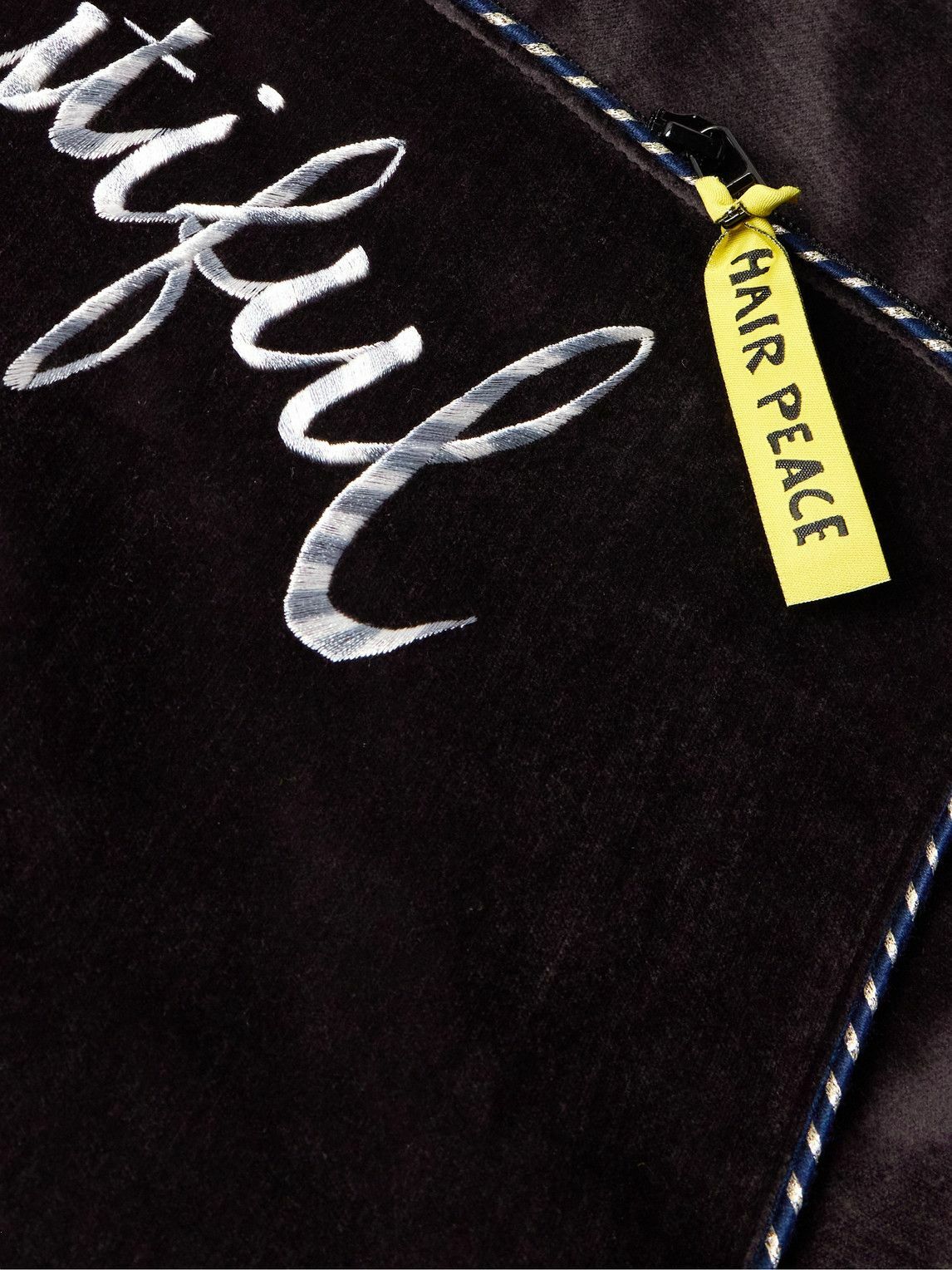 KAPITAL - Embroidered Quilted Shell-Trimmed Cotton-Velvet Bomber Jacket - Black