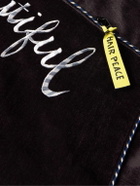 KAPITAL - Embroidered Quilted Shell-Trimmed Cotton-Velvet Bomber Jacket - Black